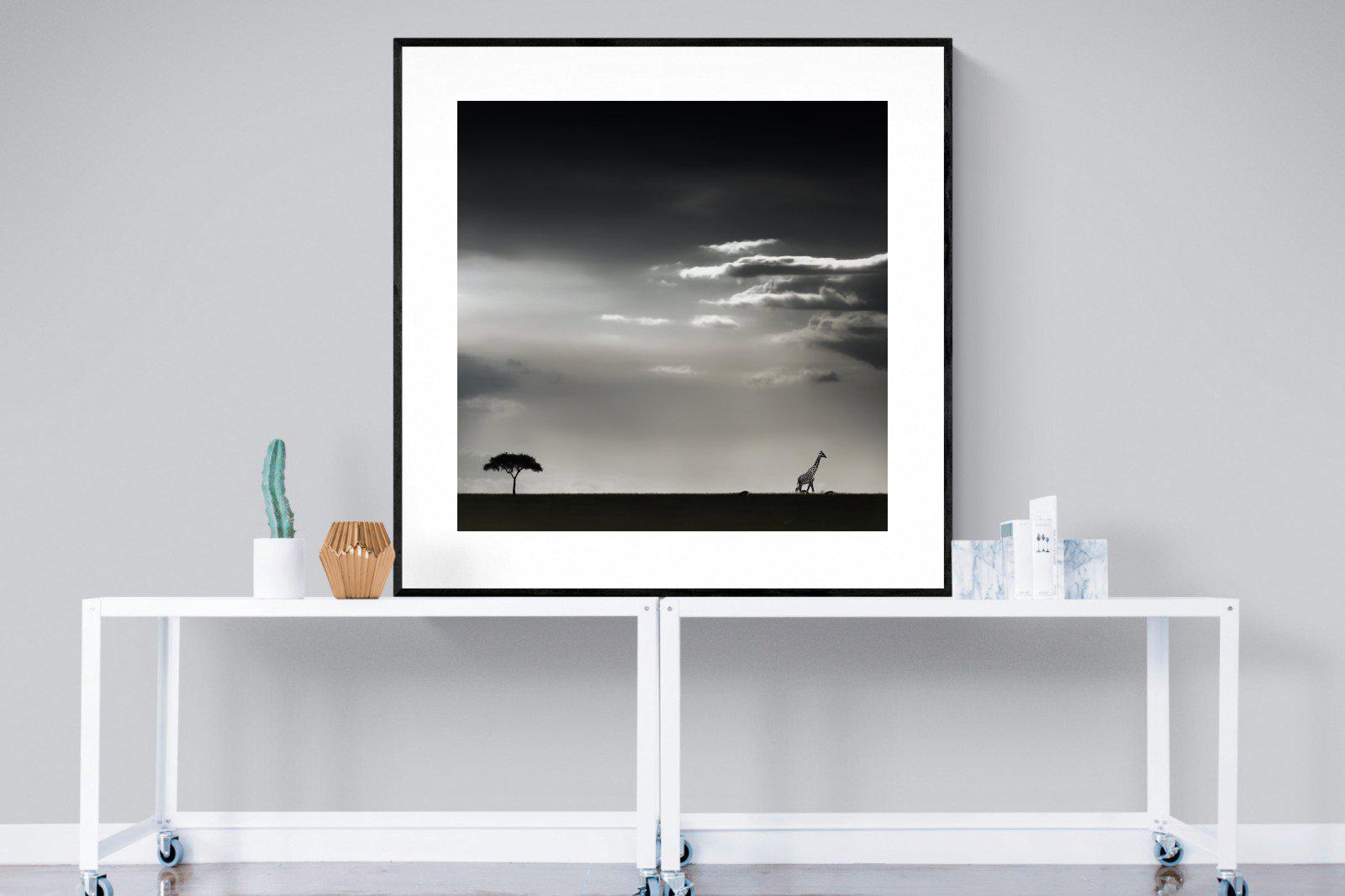 Kenyan Silhouette-Wall_Art-120 x 120cm-Framed Print-Black-Pixalot