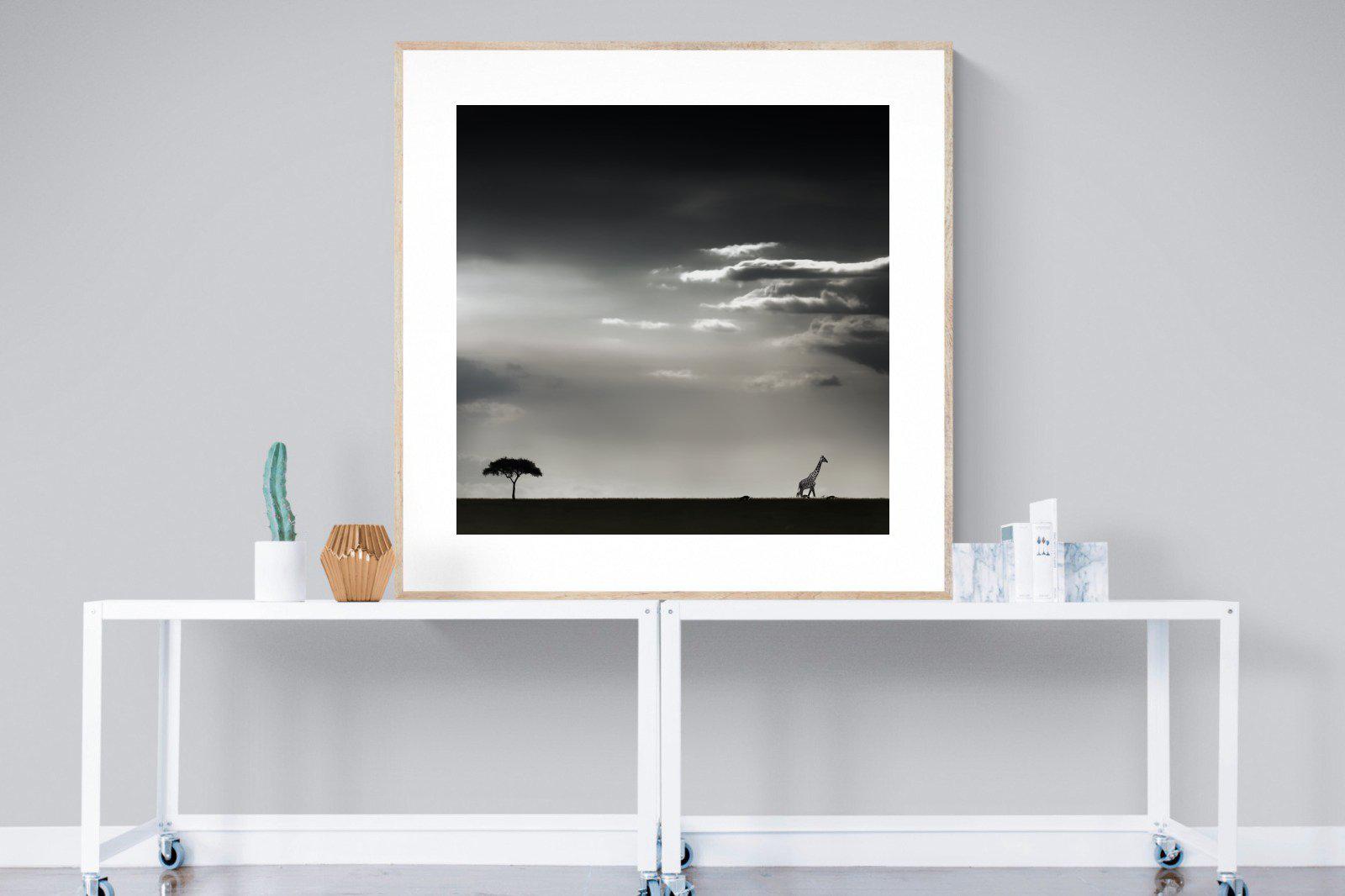 Kenyan Silhouette-Wall_Art-120 x 120cm-Framed Print-Wood-Pixalot