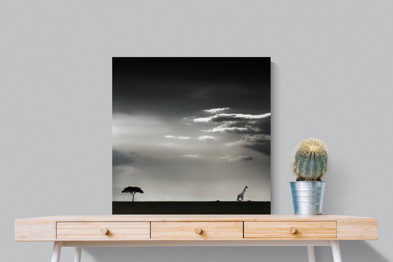 Kenyan Silhouette-Wall_Art-80 x 80cm-Mounted Canvas-No Frame-Pixalot