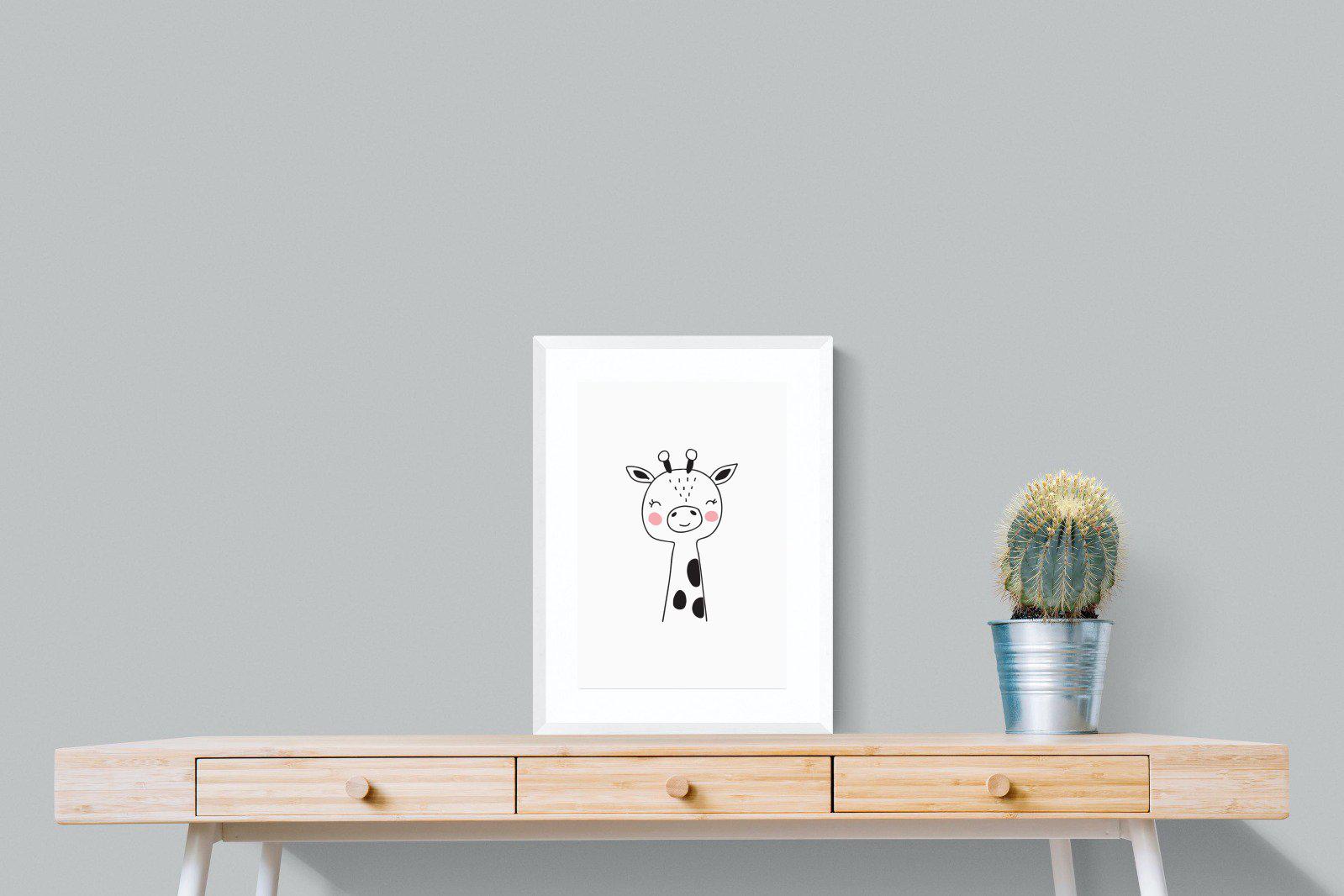 Kid's Giraffe-Wall_Art-45 x 60cm-Framed Print-White-Pixalot