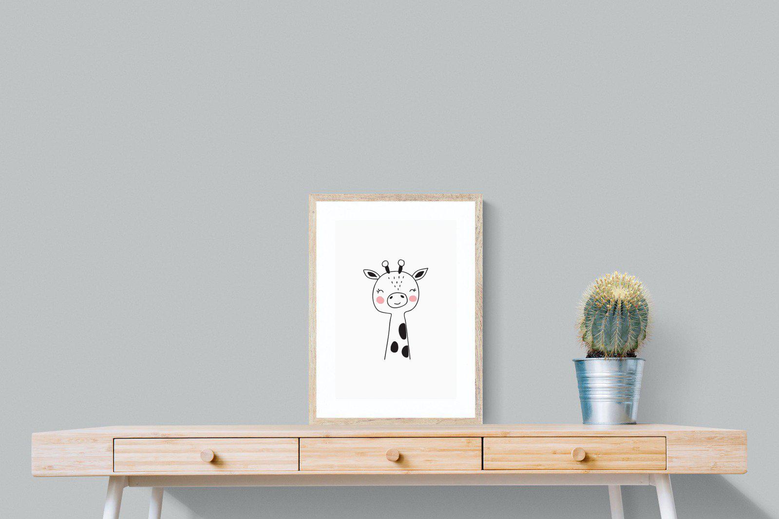 Kid's Giraffe-Wall_Art-45 x 60cm-Framed Print-Wood-Pixalot