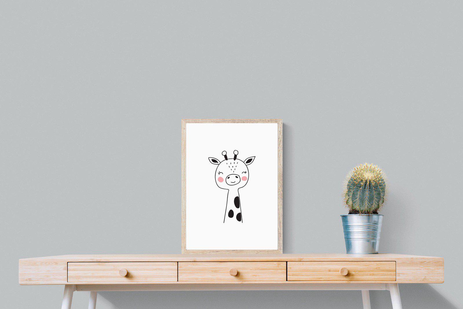 Kid's Giraffe-Wall_Art-45 x 60cm-Mounted Canvas-Wood-Pixalot