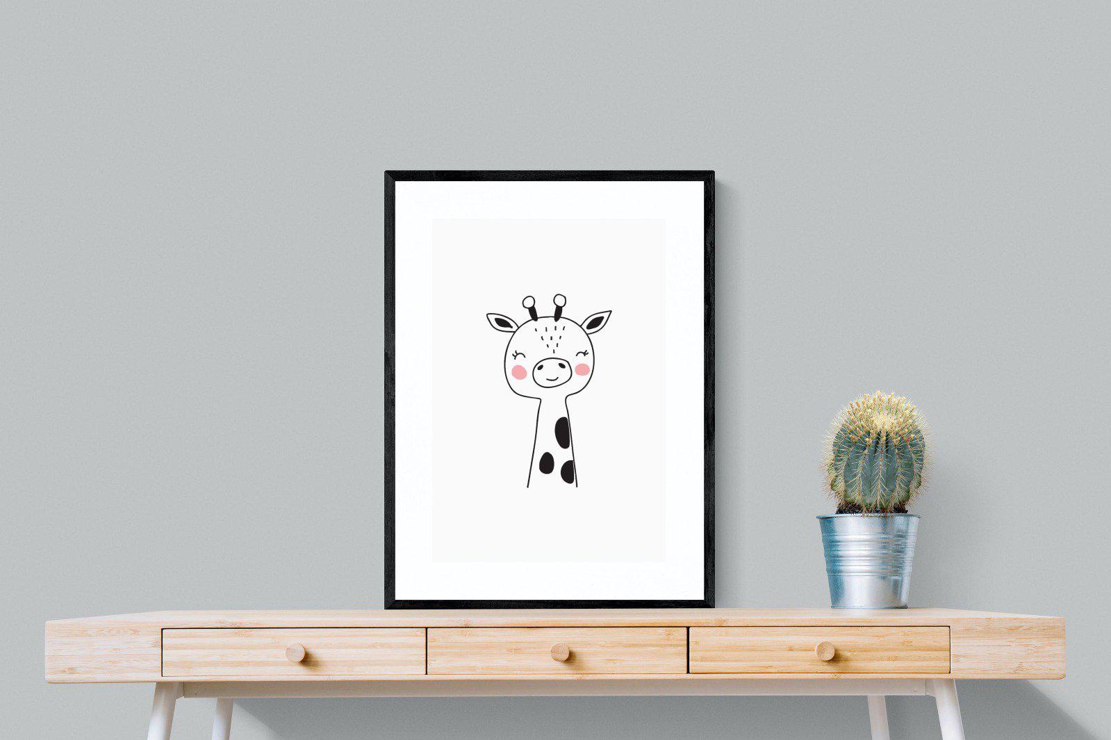 Kid's Giraffe-Wall_Art-60 x 80cm-Framed Print-Black-Pixalot