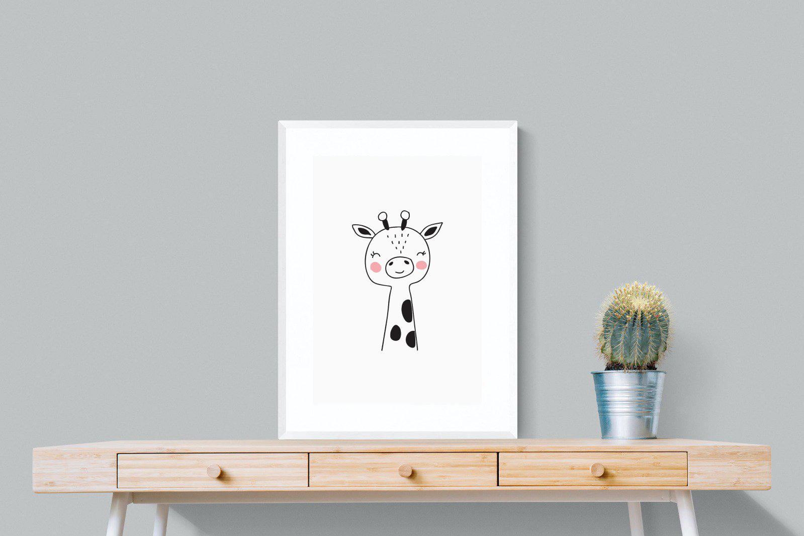 Kid's Giraffe-Wall_Art-60 x 80cm-Framed Print-White-Pixalot