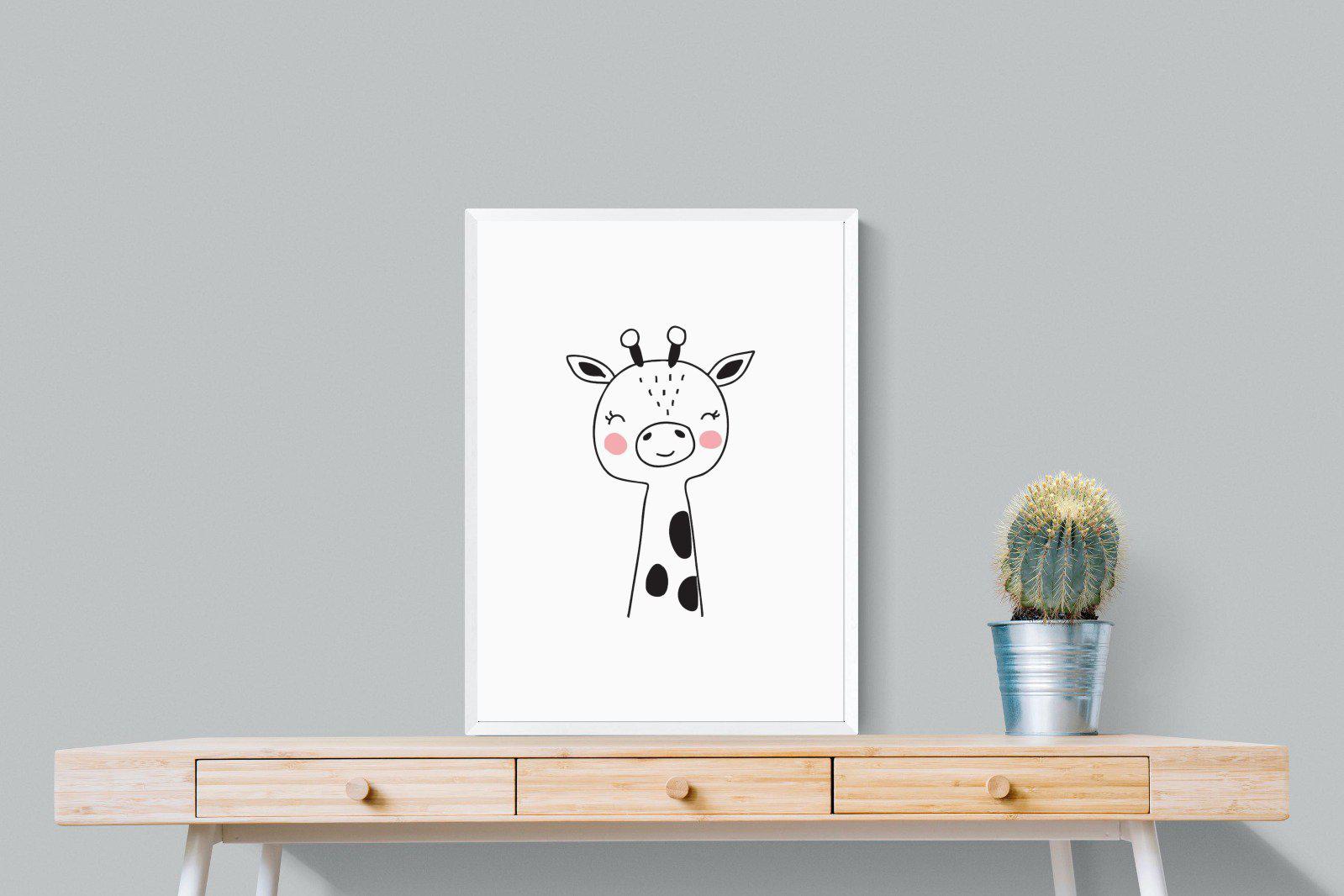 Kid's Giraffe-Wall_Art-60 x 80cm-Mounted Canvas-White-Pixalot
