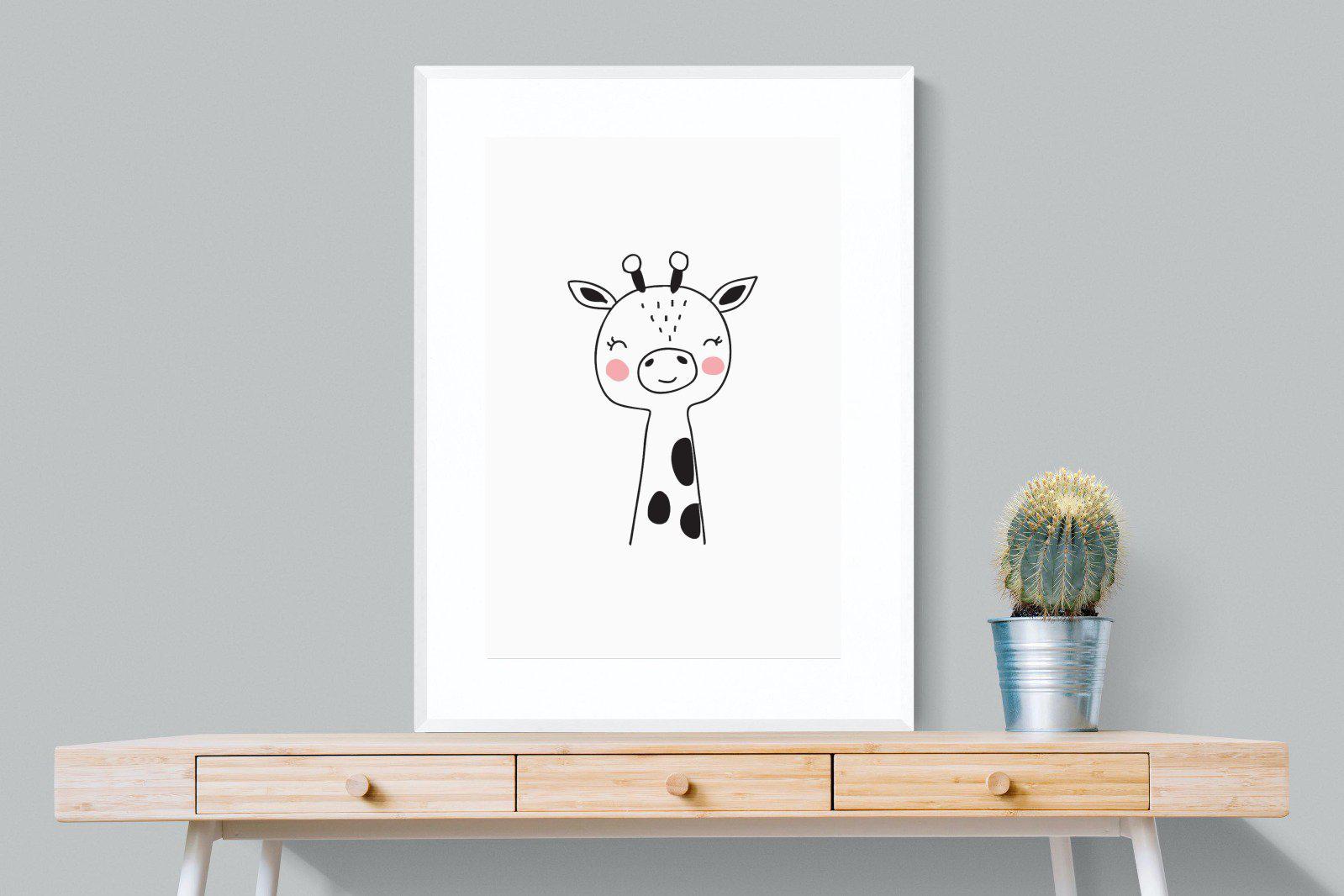 Kid's Giraffe-Wall_Art-75 x 100cm-Framed Print-White-Pixalot
