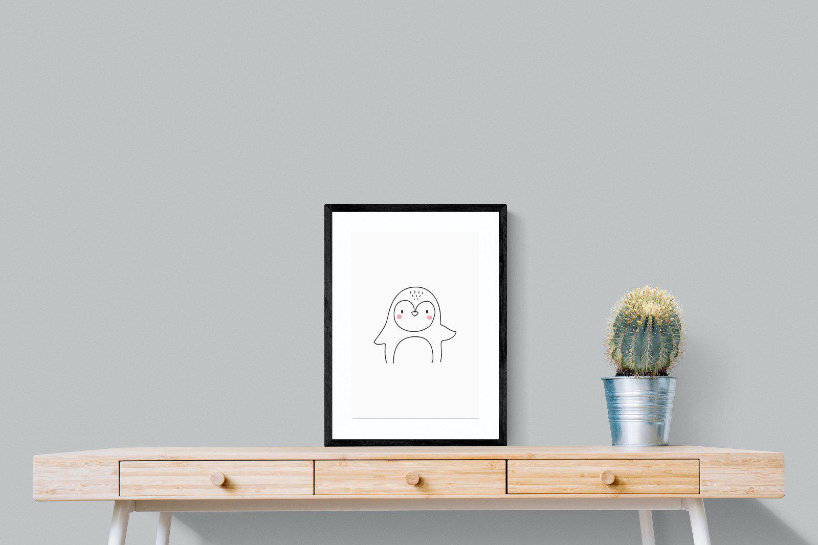 Kid's Penguin-Wall_Art-45 x 60cm-Framed Print-Black-Pixalot