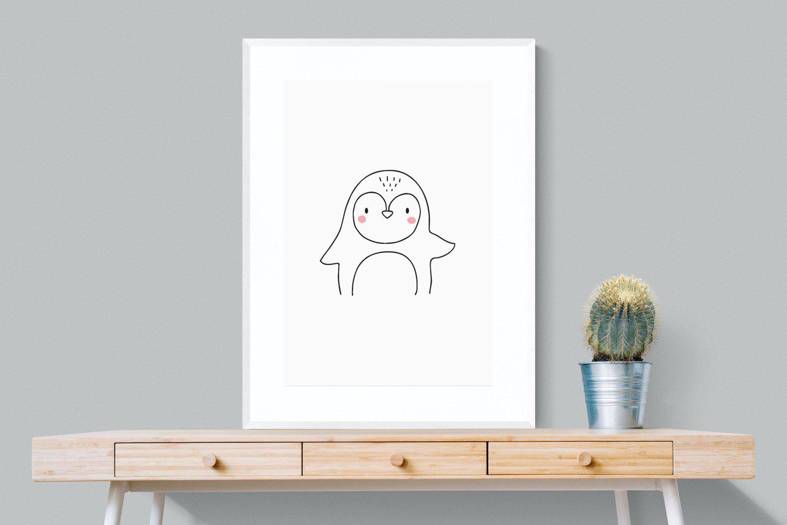 Kid's Penguin-Wall_Art-75 x 100cm-Framed Print-White-Pixalot