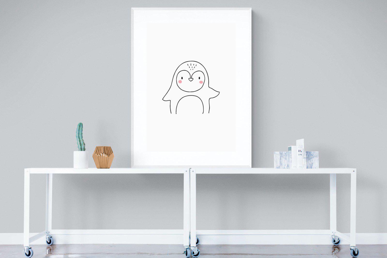 Kid's Penguin-Wall_Art-90 x 120cm-Framed Print-White-Pixalot