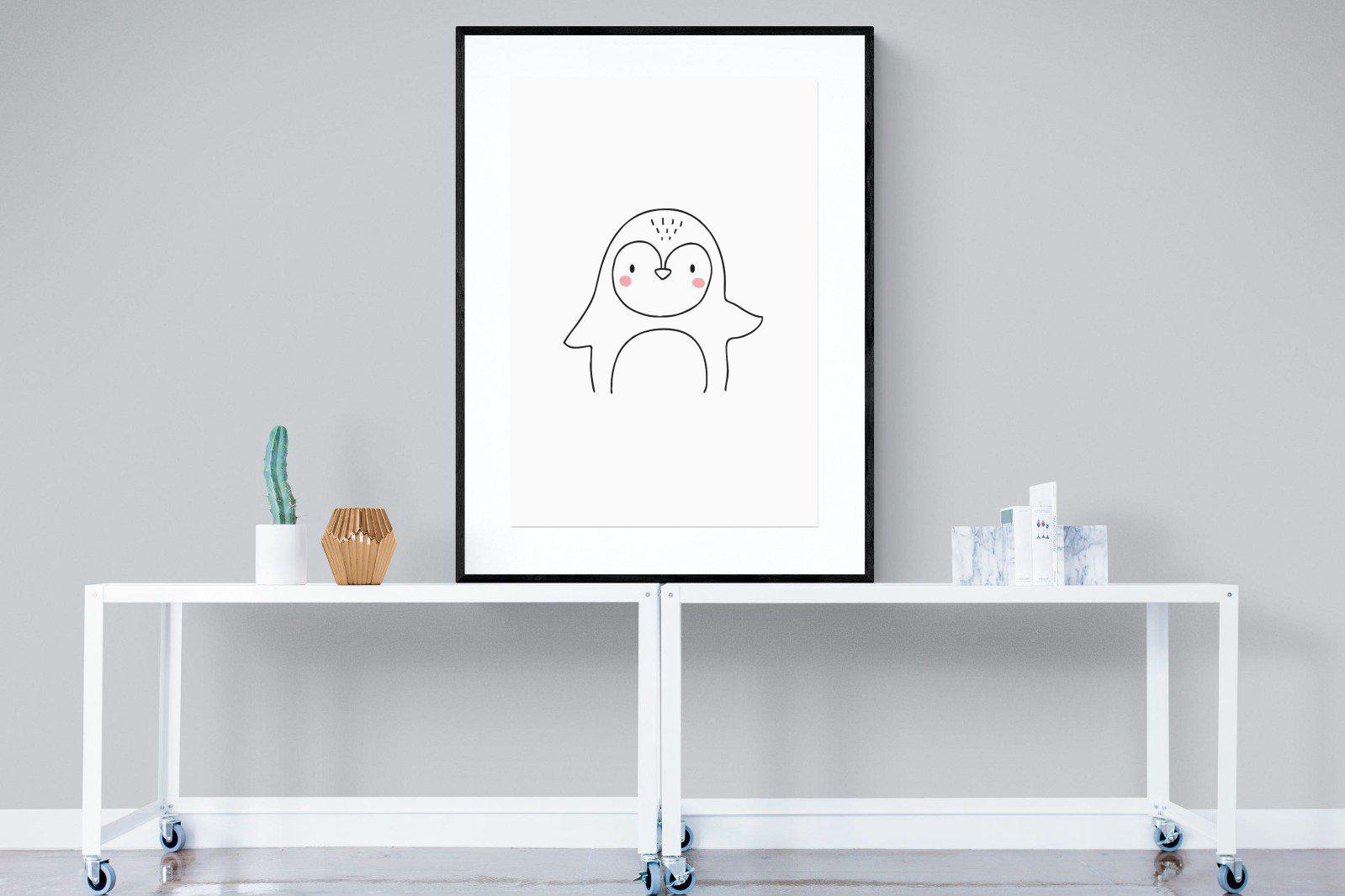 Kid's Penguin-Wall_Art-90 x 120cm-Framed Print-Black-Pixalot