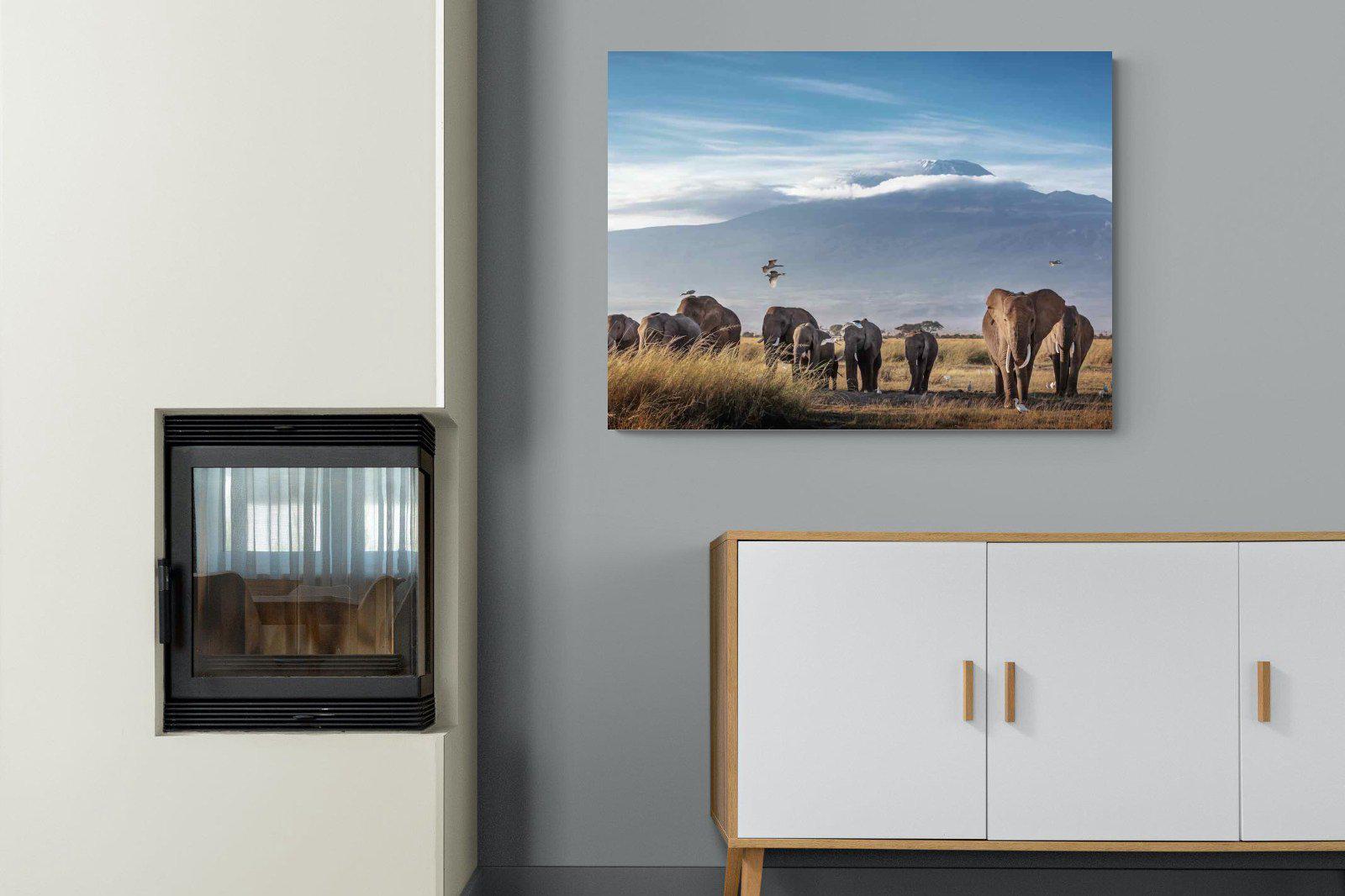 Kilimanjaro Elephants-Wall_Art-100 x 75cm-Mounted Canvas-No Frame-Pixalot