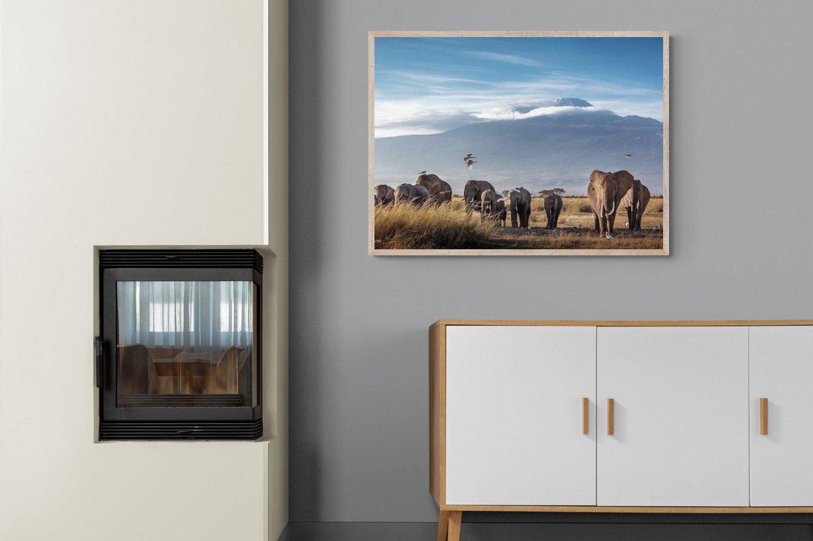 Kilimanjaro Elephants-Wall_Art-100 x 75cm-Mounted Canvas-Wood-Pixalot