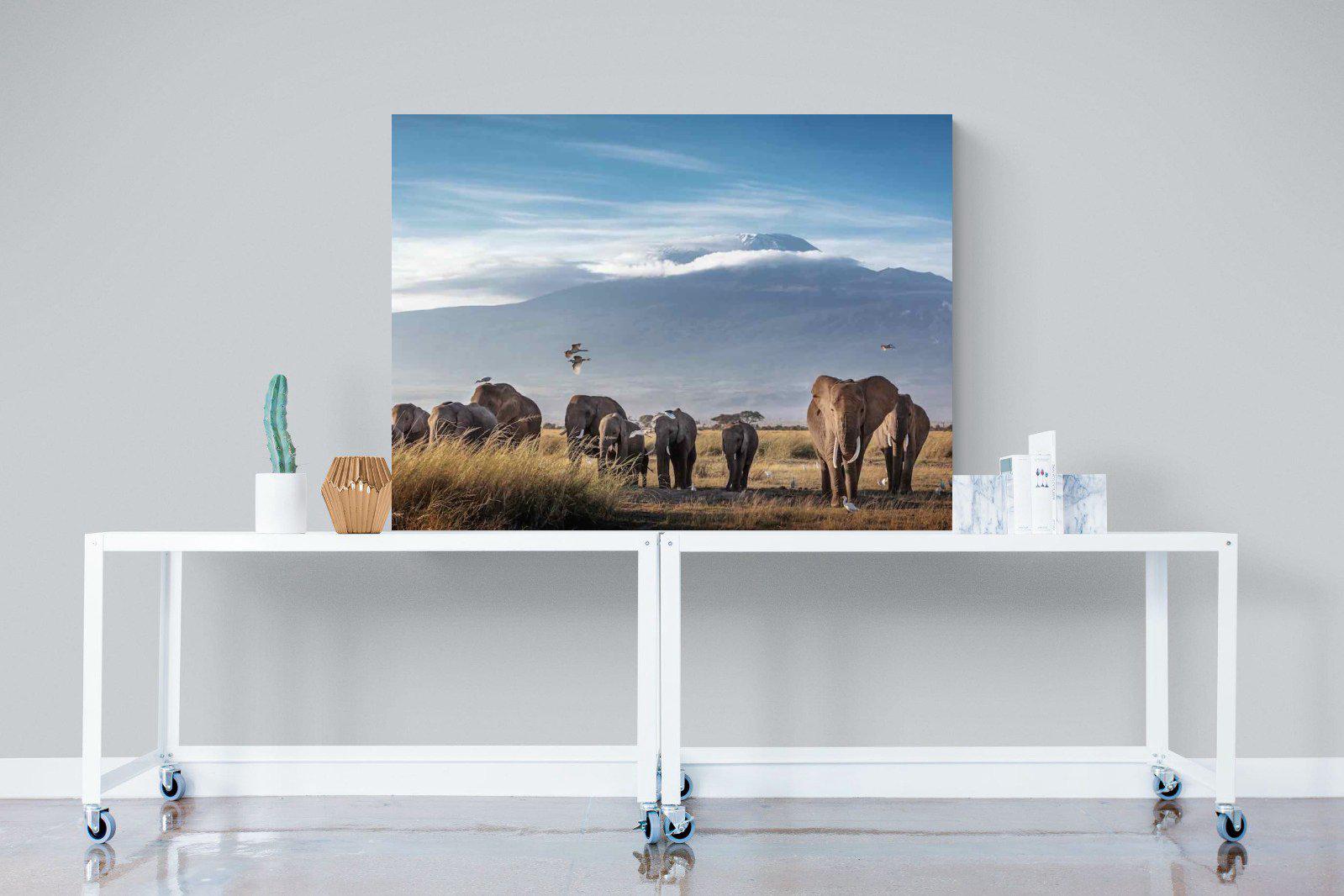 Kilimanjaro Elephants-Wall_Art-120 x 90cm-Mounted Canvas-No Frame-Pixalot
