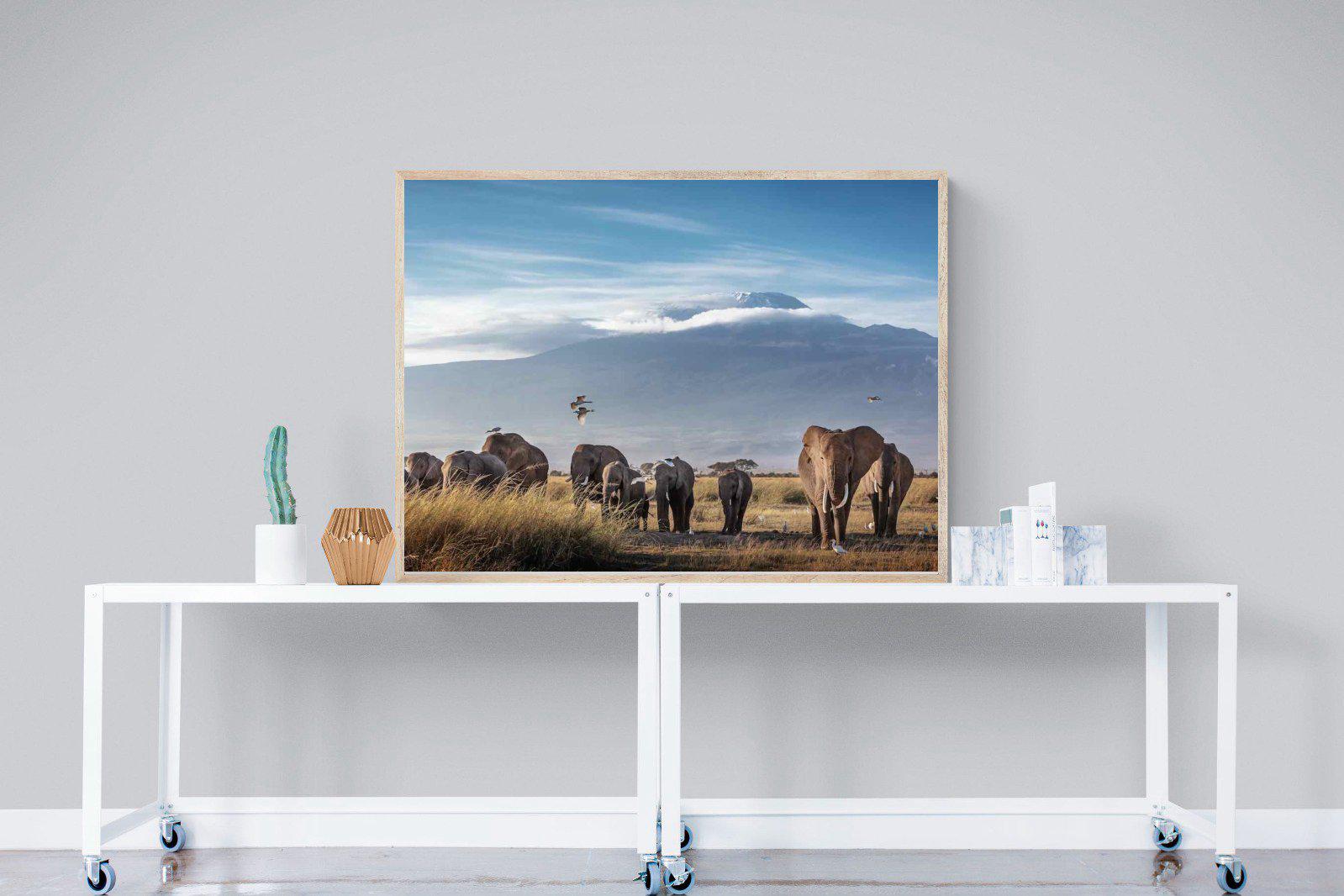 Kilimanjaro Elephants-Wall_Art-120 x 90cm-Mounted Canvas-Wood-Pixalot
