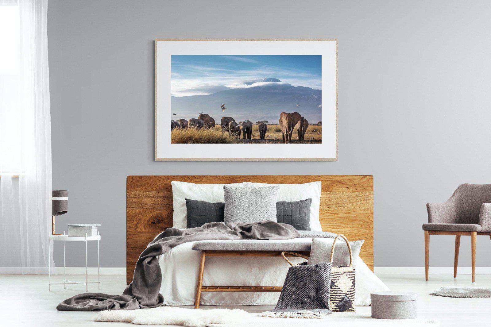Kilimanjaro Elephants-Wall_Art-150 x 100cm-Framed Print-Wood-Pixalot
