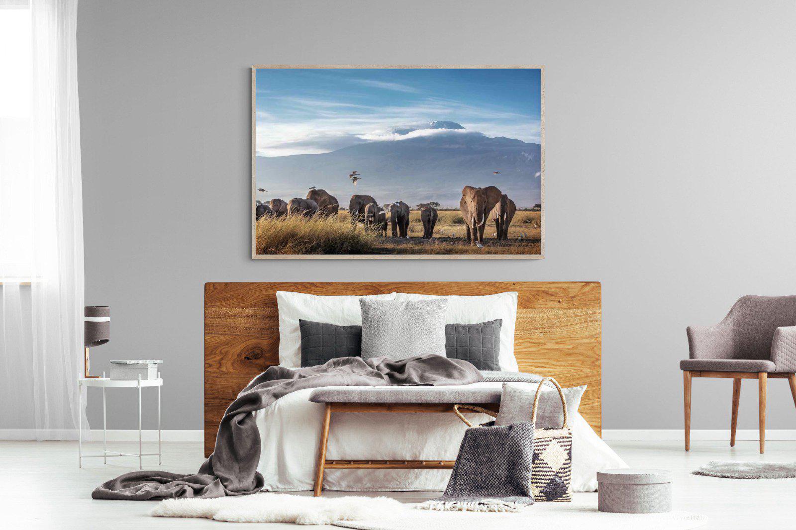 Kilimanjaro Elephants-Wall_Art-150 x 100cm-Mounted Canvas-Wood-Pixalot