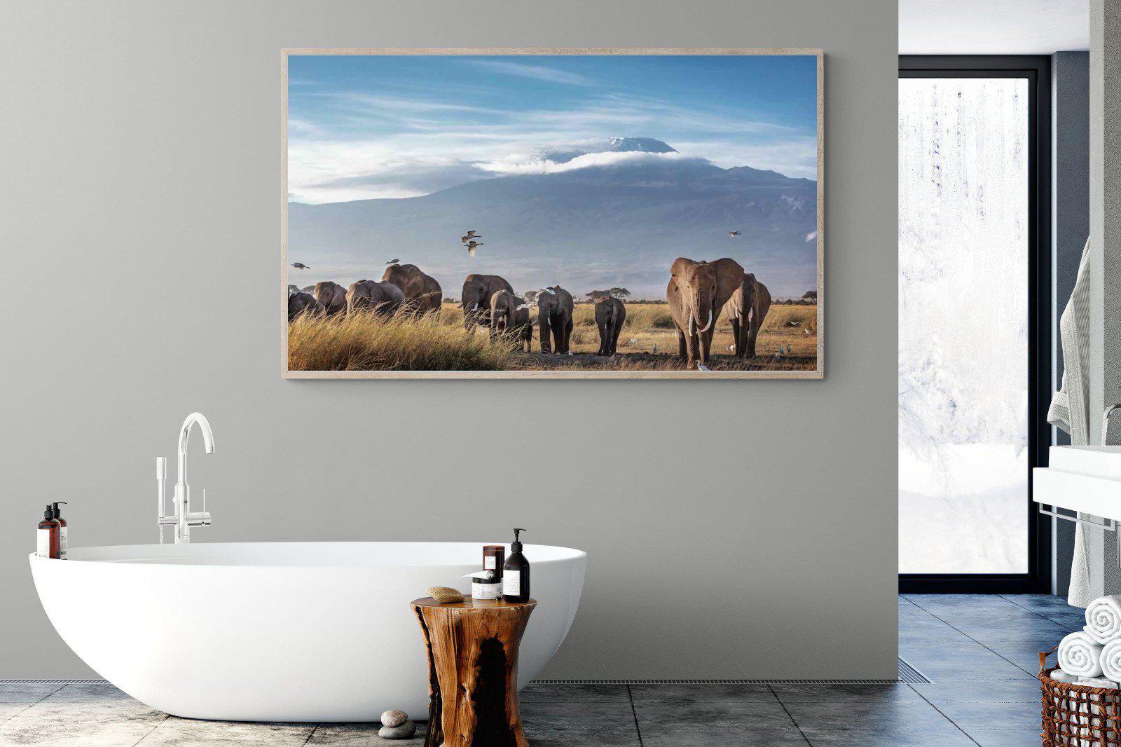 Kilimanjaro Elephants-Wall_Art-180 x 110cm-Mounted Canvas-Wood-Pixalot