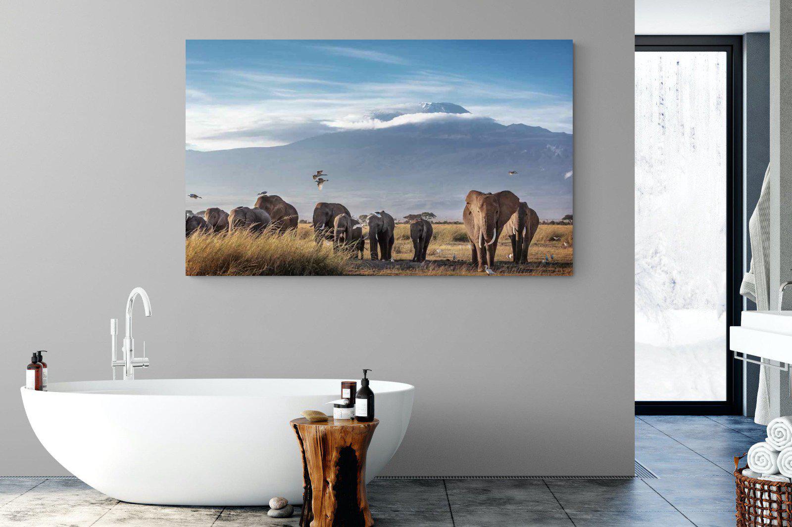 Kilimanjaro Elephants-Wall_Art-180 x 110cm-Mounted Canvas-No Frame-Pixalot