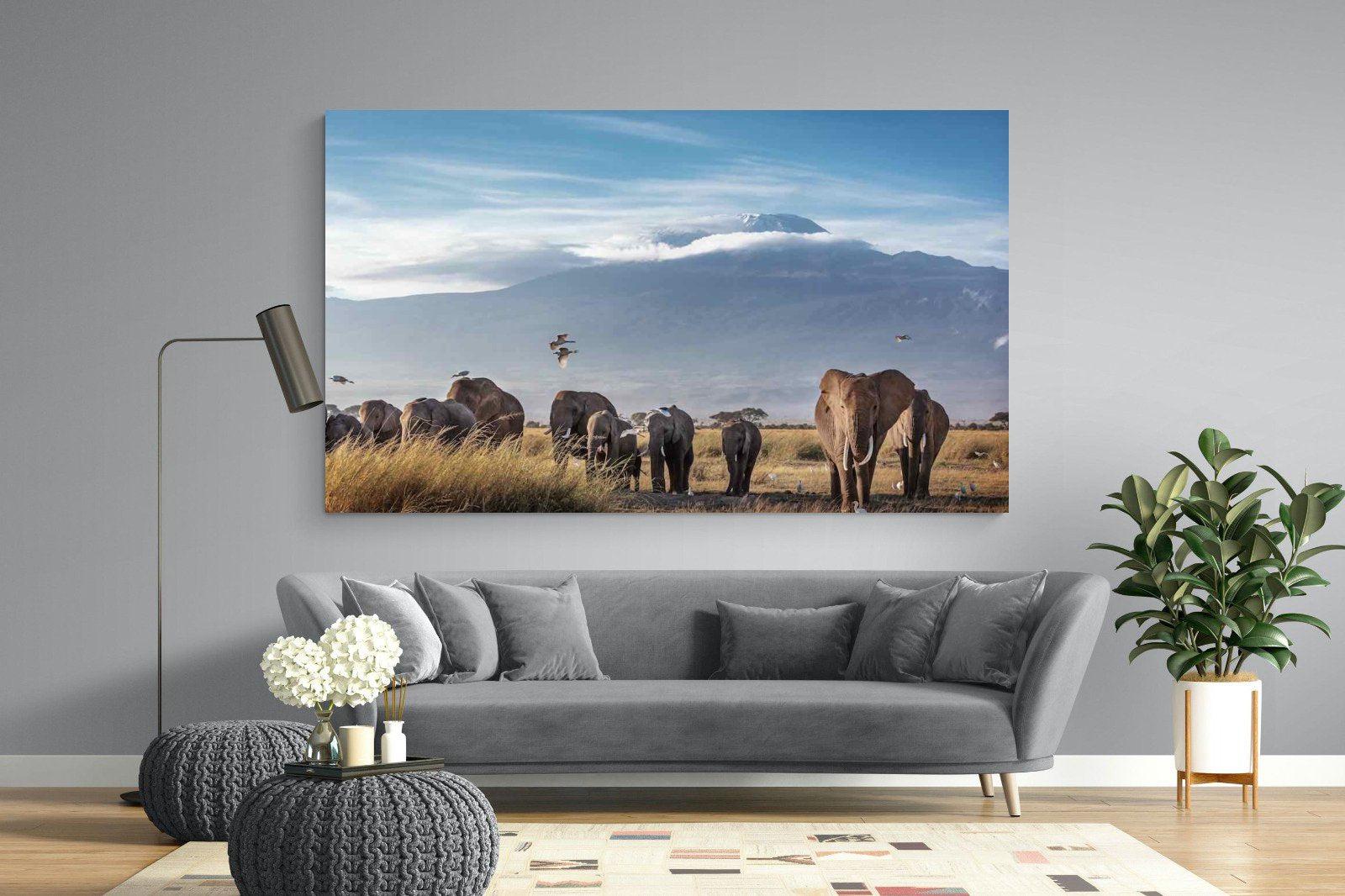 Kilimanjaro Elephants-Wall_Art-220 x 130cm-Mounted Canvas-No Frame-Pixalot