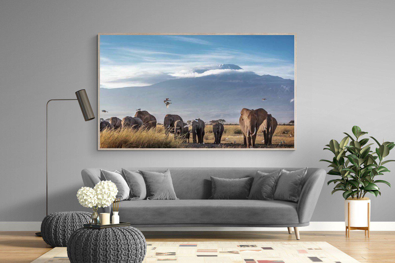 Kilimanjaro Elephants-Wall_Art-220 x 130cm-Mounted Canvas-Wood-Pixalot