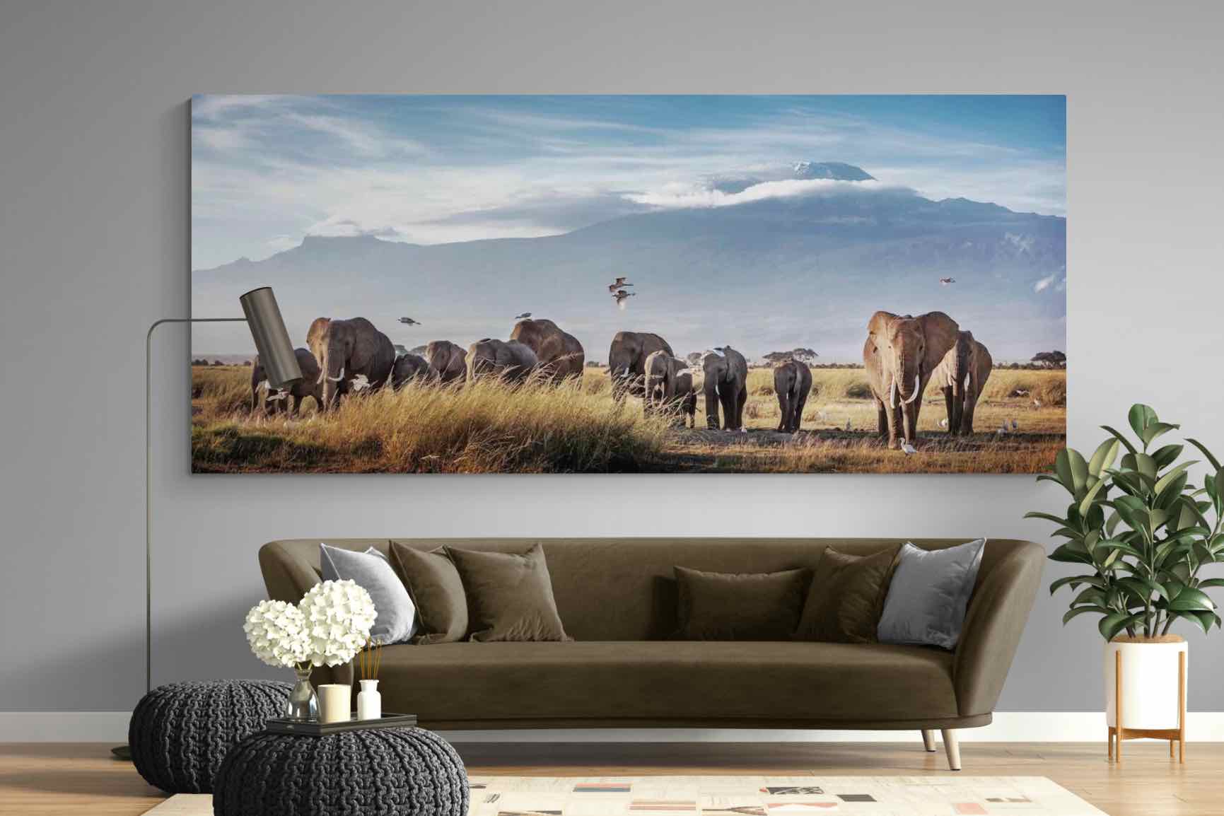 Kilimanjaro Elephants-Wall_Art-275 x 130cm-Mounted Canvas-No Frame-Pixalot