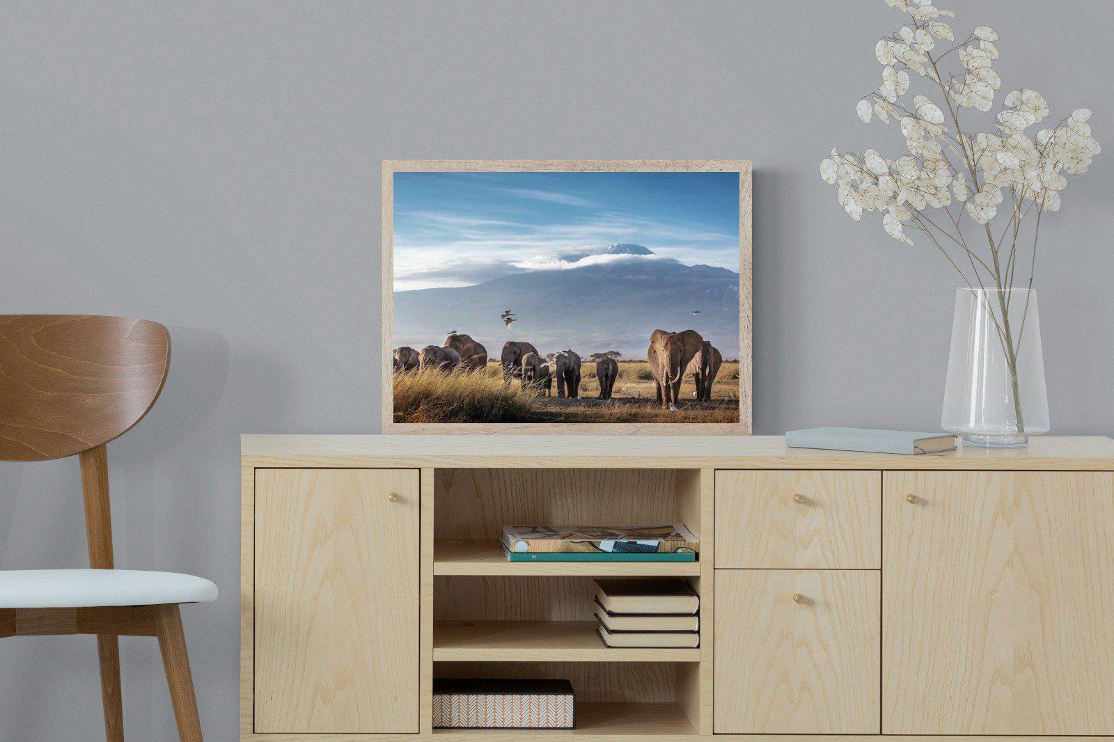 Kilimanjaro Elephants-Wall_Art-60 x 45cm-Mounted Canvas-Wood-Pixalot