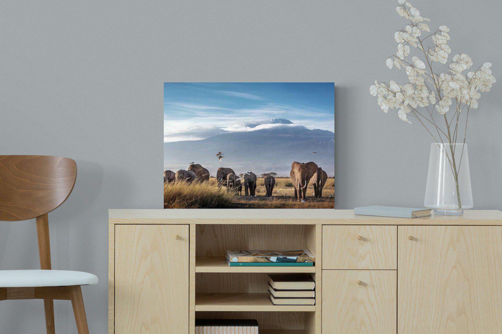 Kilimanjaro Elephants-Wall_Art-60 x 45cm-Mounted Canvas-No Frame-Pixalot