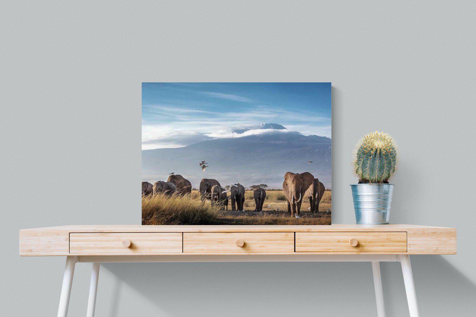 Kilimanjaro Elephants-Wall_Art-80 x 60cm-Mounted Canvas-No Frame-Pixalot