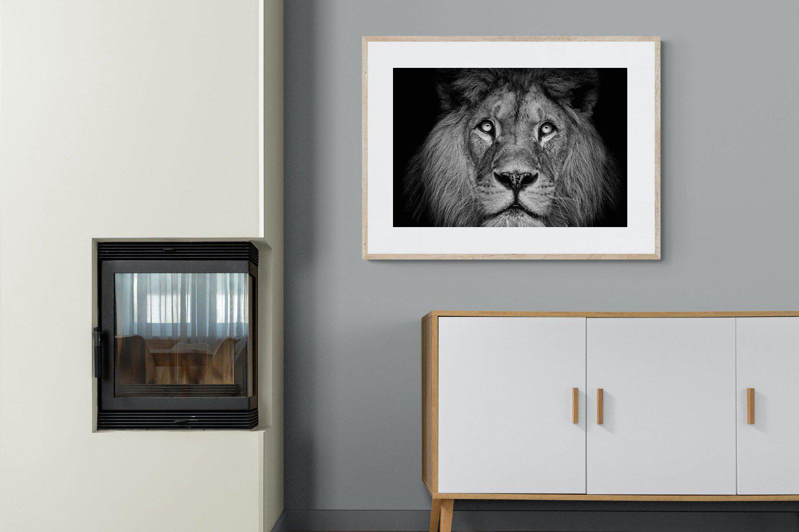 King of the Jungle-Wall_Art-100 x 75cm-Framed Print-Wood-Pixalot