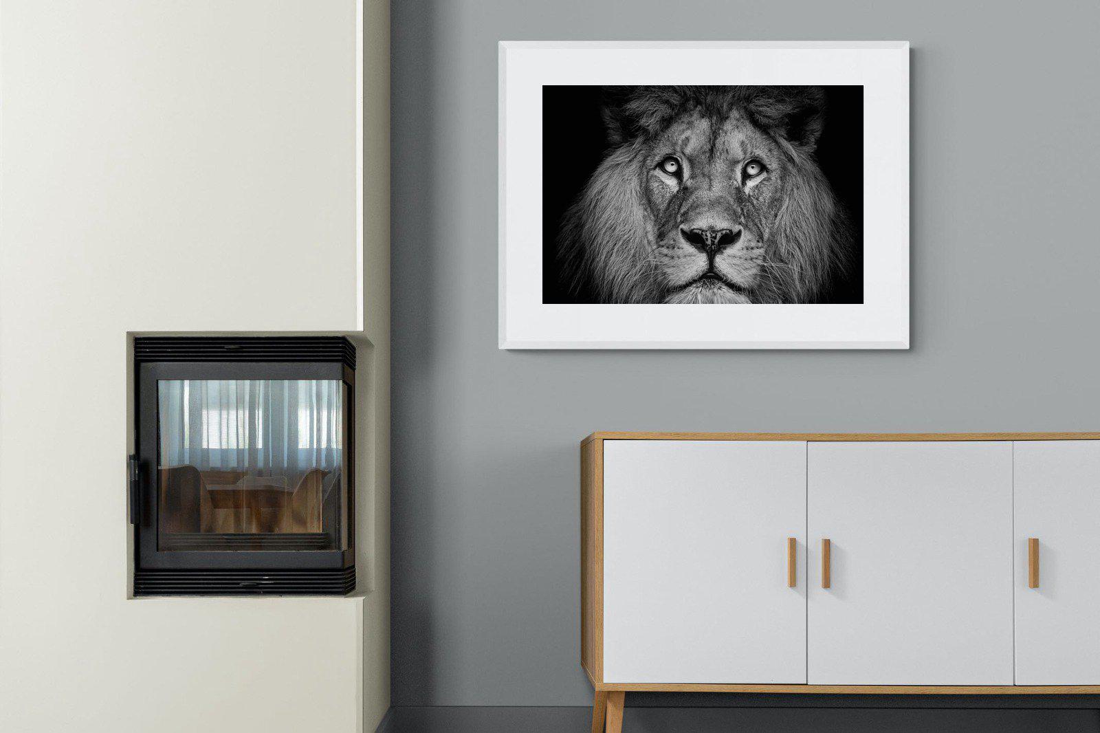 King of the Jungle-Wall_Art-100 x 75cm-Framed Print-White-Pixalot