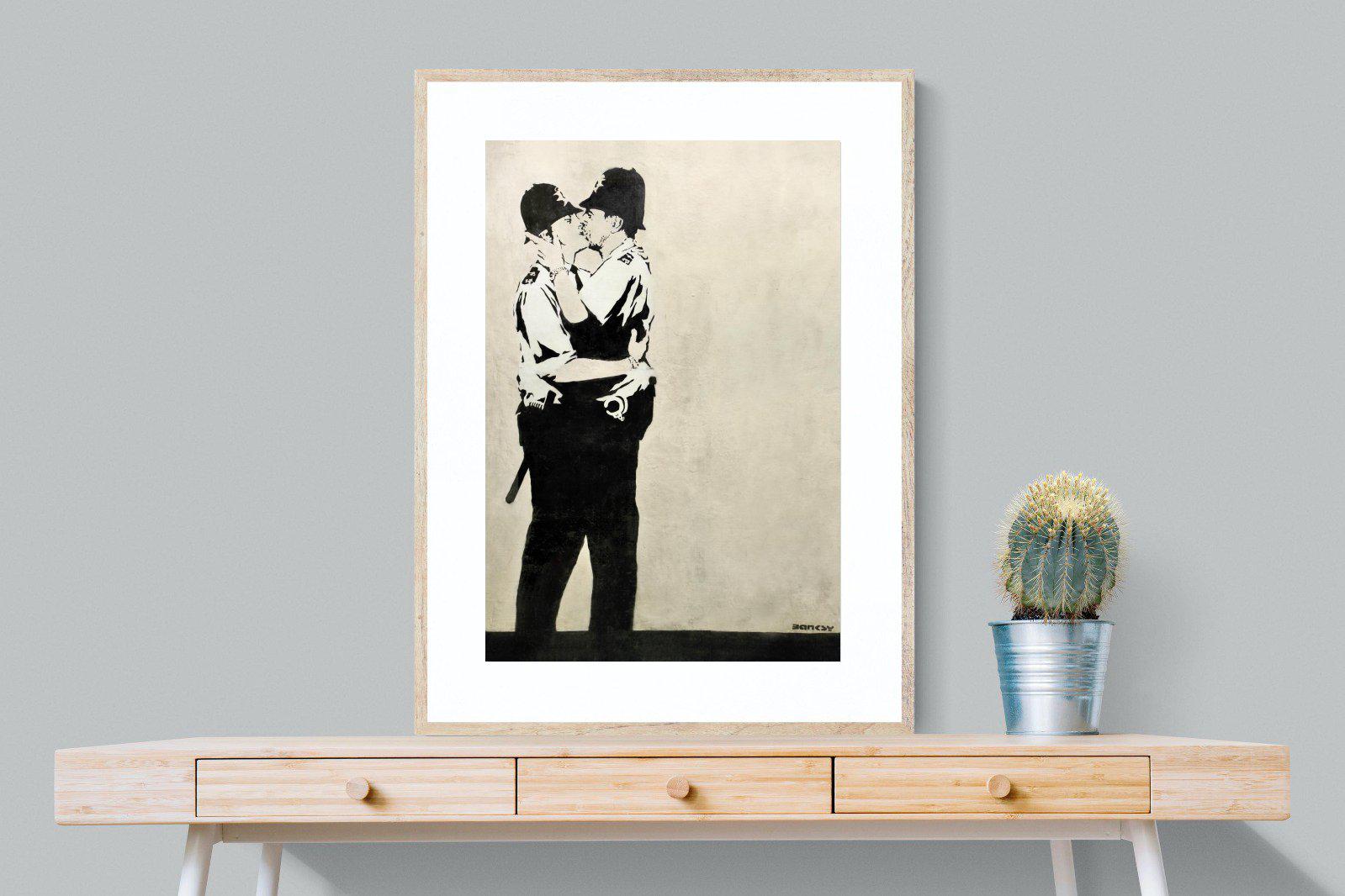 Kissing Coppers-Wall_Art-75 x 100cm-Framed Print-Wood-Pixalot