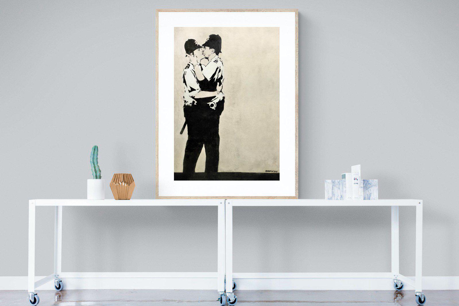 Kissing Coppers-Wall_Art-90 x 120cm-Framed Print-Wood-Pixalot
