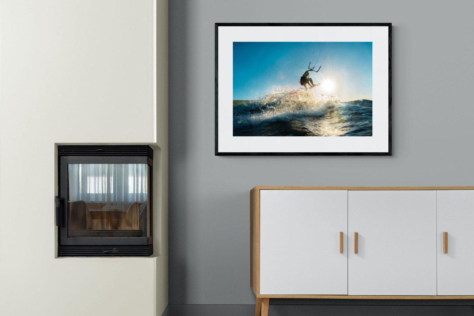 Kitesurfing-Wall_Art-100 x 75cm-Framed Print-Black-Pixalot