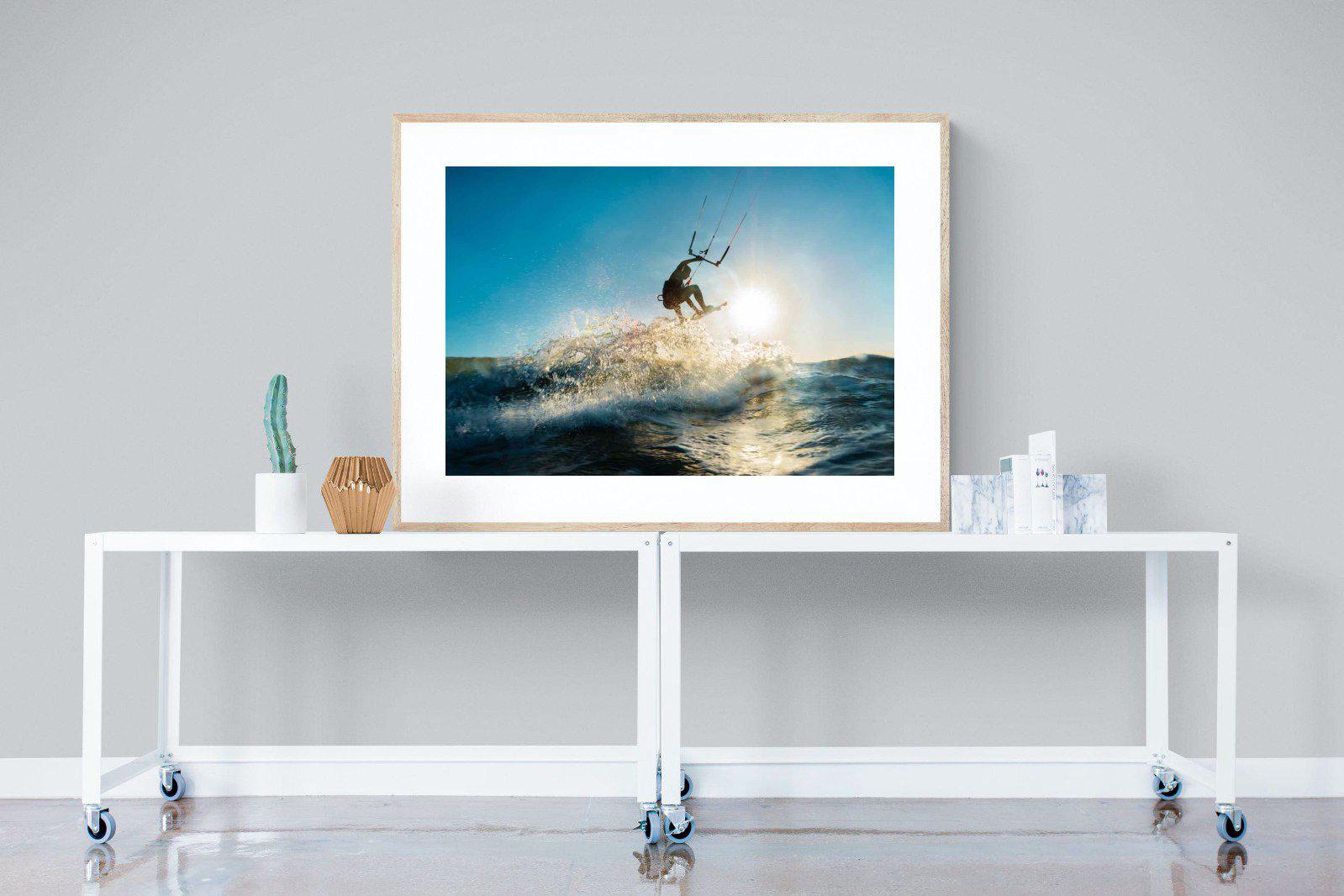 Kitesurfing-Wall_Art-120 x 90cm-Framed Print-Wood-Pixalot