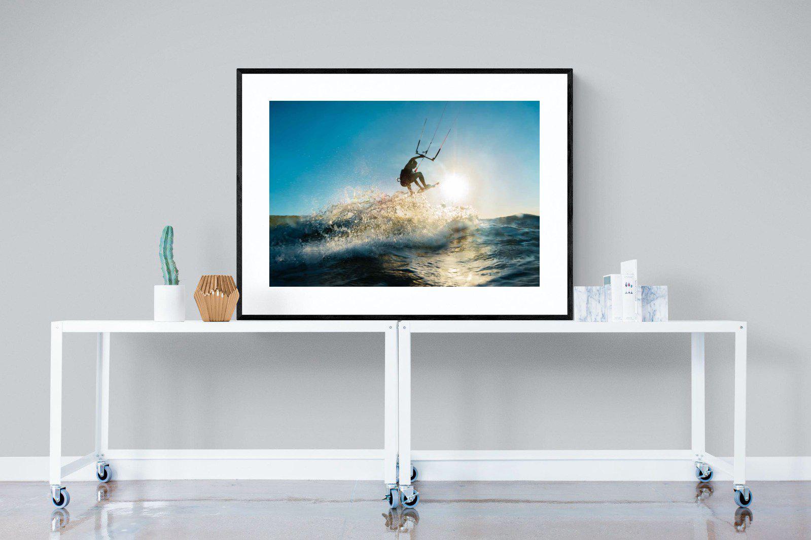 Kitesurfing-Wall_Art-120 x 90cm-Framed Print-Black-Pixalot