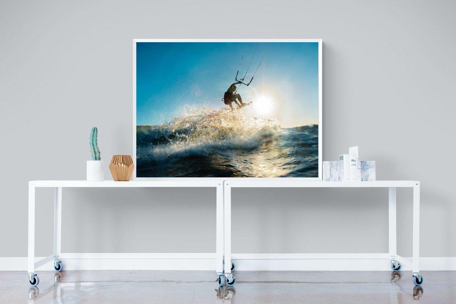 Kitesurfing-Wall_Art-120 x 90cm-Mounted Canvas-White-Pixalot