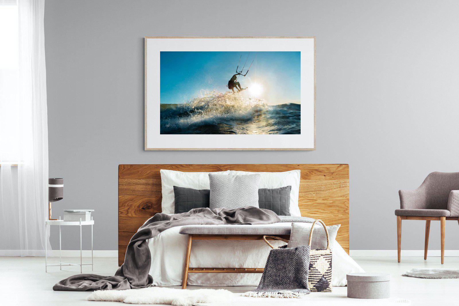 Kitesurfing-Wall_Art-150 x 100cm-Framed Print-Wood-Pixalot