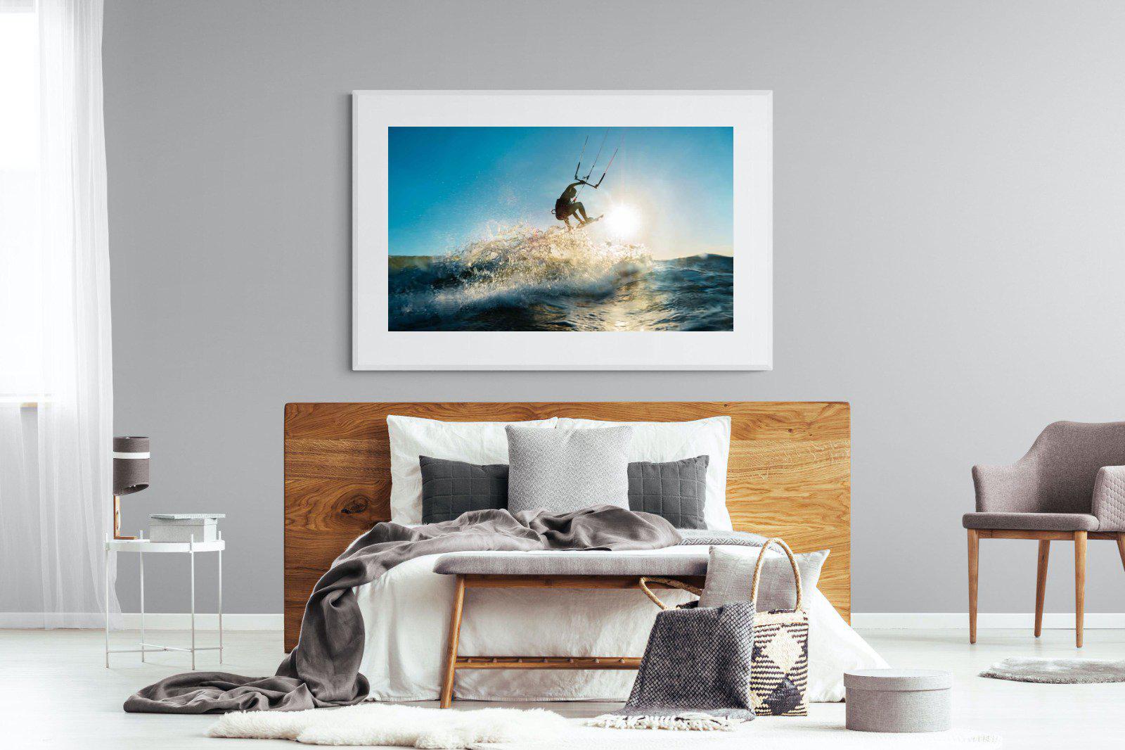 Kitesurfing-Wall_Art-150 x 100cm-Framed Print-White-Pixalot