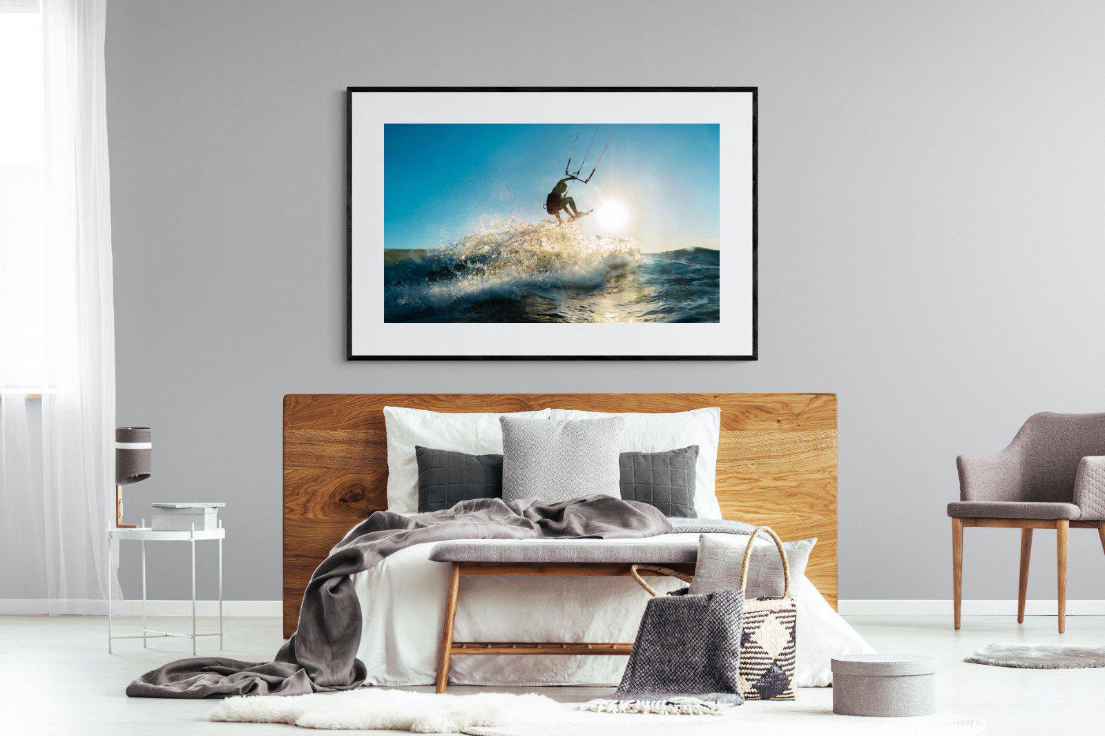 Kitesurfing-Wall_Art-150 x 100cm-Framed Print-Black-Pixalot