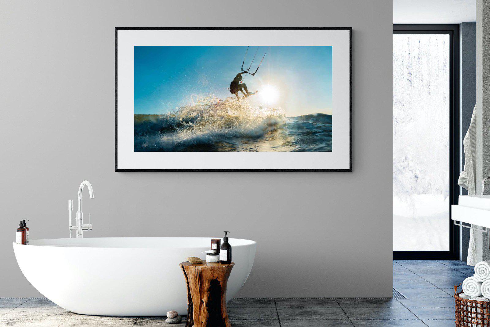 Kitesurfing-Wall_Art-180 x 110cm-Framed Print-Black-Pixalot