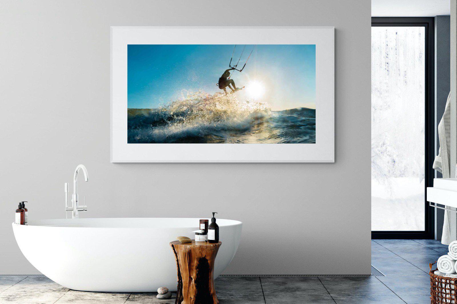 Kitesurfing-Wall_Art-180 x 110cm-Framed Print-White-Pixalot
