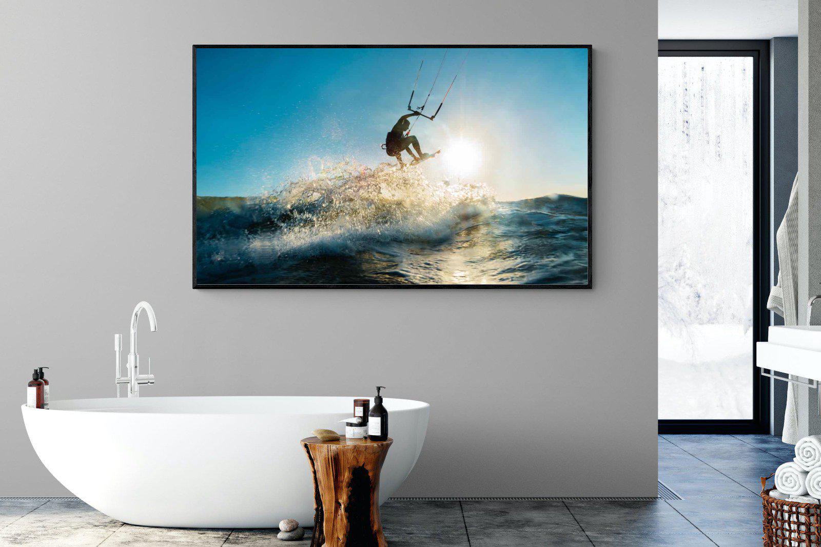 Kitesurfing-Wall_Art-180 x 110cm-Mounted Canvas-Black-Pixalot