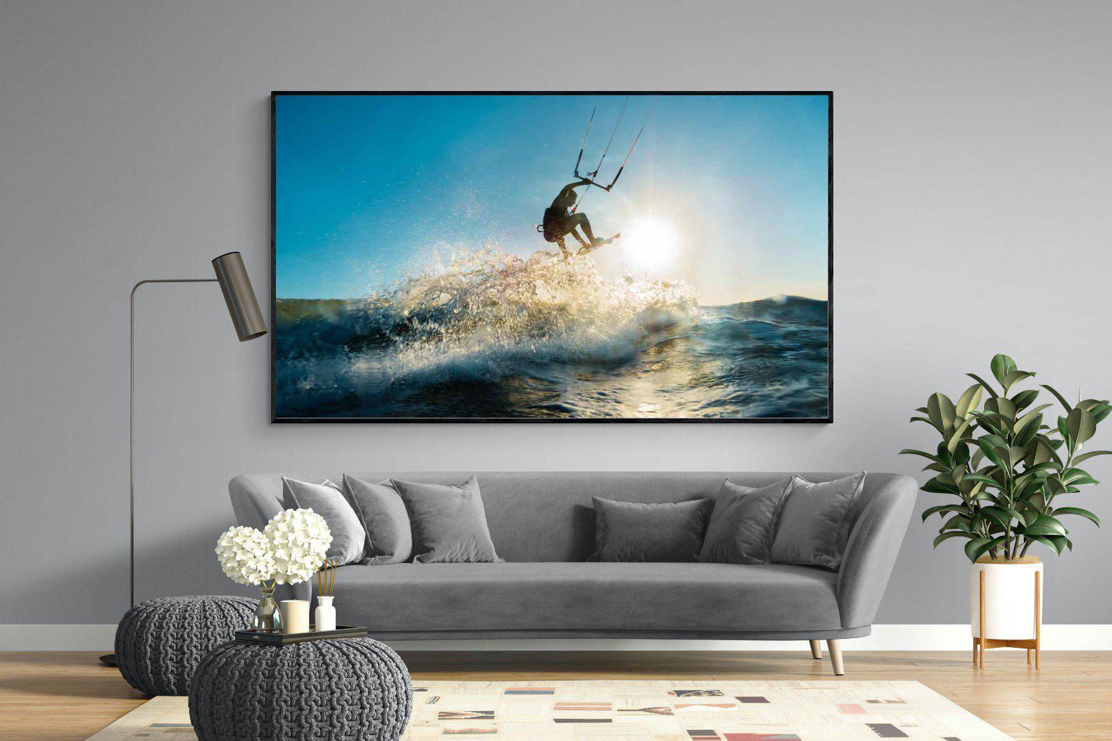 Kitesurfing-Wall_Art-220 x 130cm-Mounted Canvas-Black-Pixalot