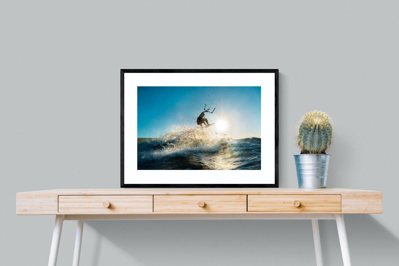 Kitesurfing-Wall_Art-80 x 60cm-Framed Print-Black-Pixalot