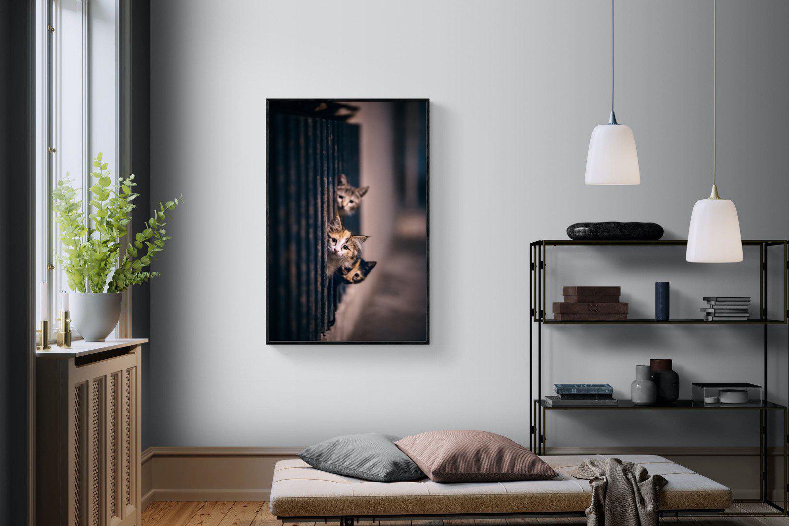 Kitten Call-Wall_Art-100 x 150cm-Mounted Canvas-Black-Pixalot