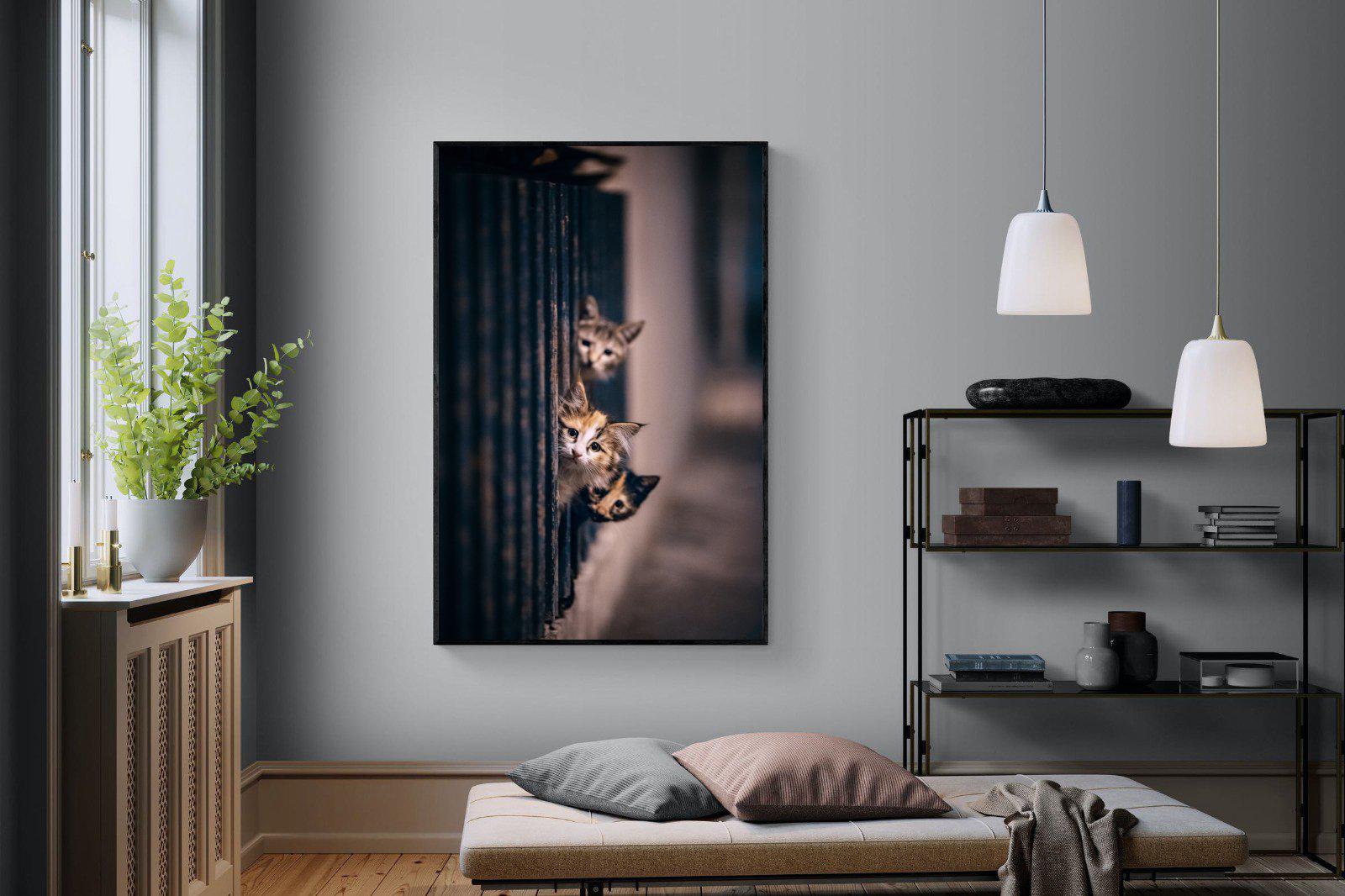 Kitten Call-Wall_Art-120 x 180cm-Mounted Canvas-Black-Pixalot