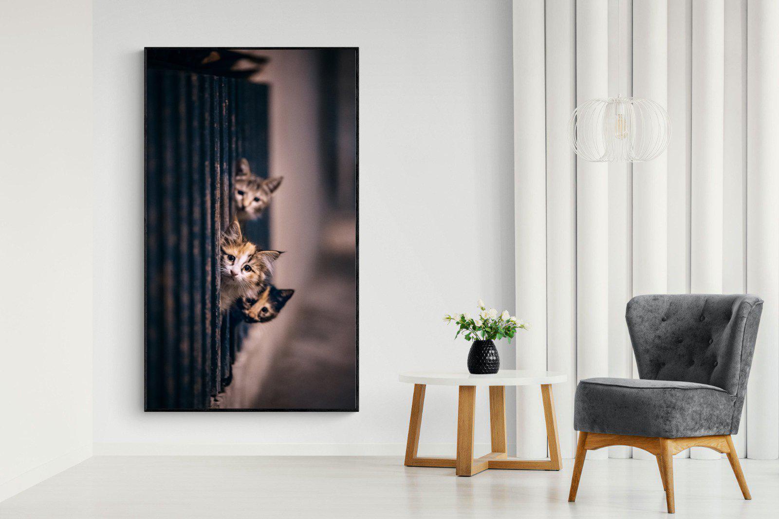 Kitten Call-Wall_Art-130 x 220cm-Mounted Canvas-Black-Pixalot