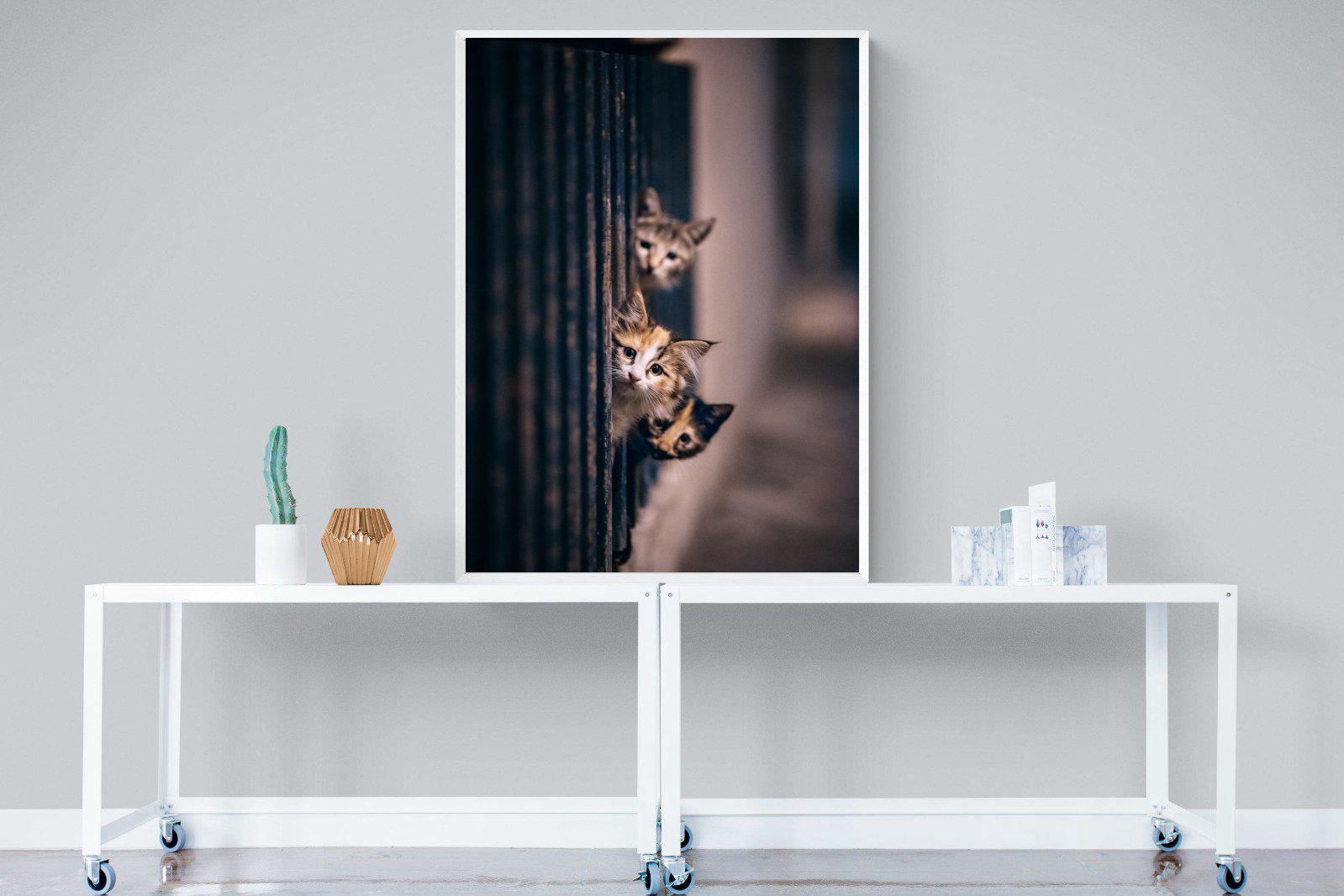 Kitten Call-Wall_Art-90 x 120cm-Mounted Canvas-White-Pixalot