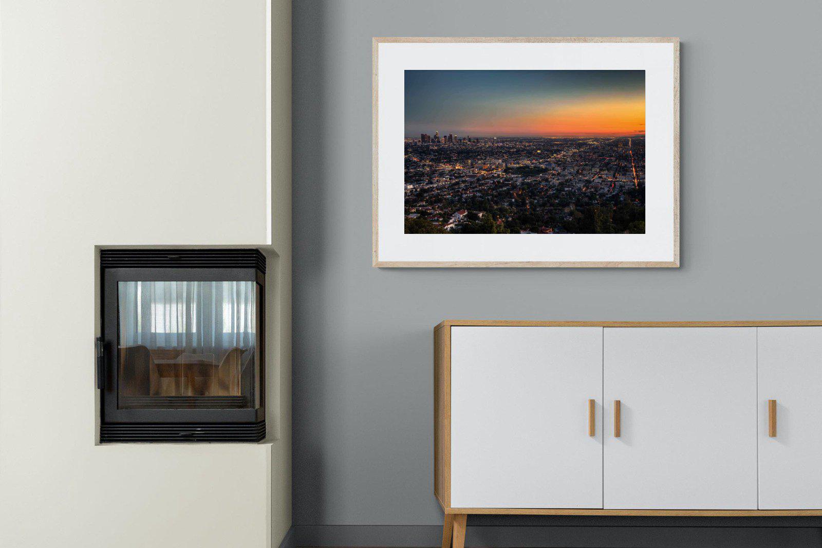 LA Sunset-Wall_Art-100 x 75cm-Framed Print-Wood-Pixalot