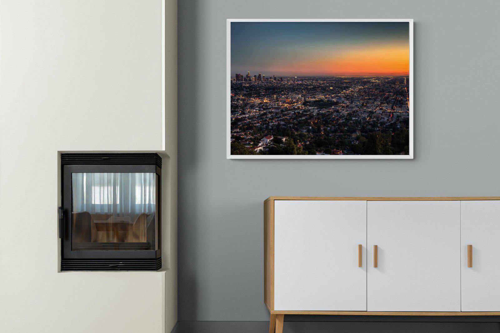 LA Sunset-Wall_Art-100 x 75cm-Mounted Canvas-White-Pixalot